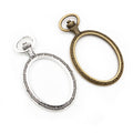 Oval Openwork Pendant Bezel Trays in Two Antique Tone Finishes view 1