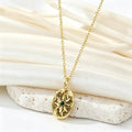 Gold Tone Oval and Rectangular Medallion Pendant Necklaces in Eight Designs view 7