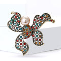 Openwork Crystal Bow Brooch Pearl Center Black Multicolor view 3