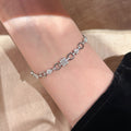 Gold Square Zircon Link OT Circle Station Chain Bracelet view 2