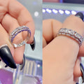 Square Crystal Eternity Style Band Ring in Silver Tone view 2