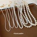 White Round Pearl Choker Necklace Gold Clasp Six Sizes view 1