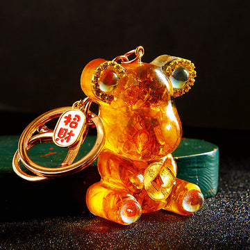 Transparent Crystal Fortune Bear Keychains in Seven Colors plus Assorted