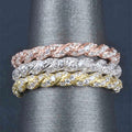 Slim Braided Pave Band In Gold, Silver, And Rose Tones view 3