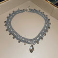Seed Bead Lace Choker Necklaces Crystal Teardrops Bracelet view 6