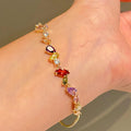 Gold Tone Multicolor Zircon Square Teardrop Bracelet view 2