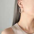 Large Twisted Flat Circular Hoop Earrings Gold And Steel Tone view 7