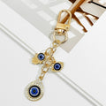 Blue Evil Eye Keychain With Rhinestone Teardrop And Hamsa Hand view 3