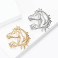 Openwork Horse Head Brooch Flowing Mane Gold and Silver view 3