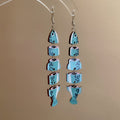 Colorful Stacked Fish Drop Earrings With Hook Wires view 4