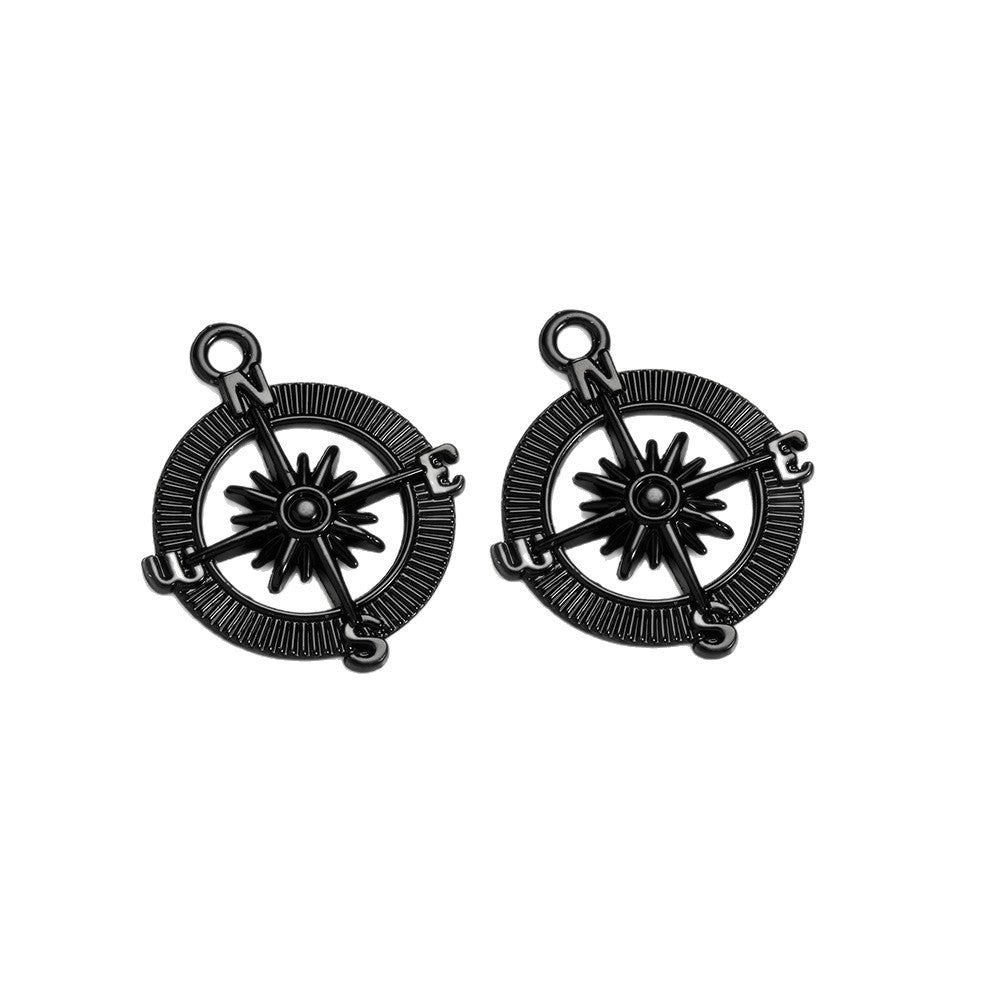 25mm Vintage Alloy Compass Wheel Charm Pendant