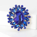 Oval Crystal Radiant Floral Cluster Brooch in Ten Colors view 2