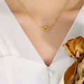 Knot Bar Pendant Fine Cable Chain Necklace Gold Steel view 1