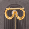 Gold Thick U-Shape Open Hoop Earrings Polished Metal Finish view 2