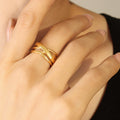 Multi Band Cross Wrap Open Rings Gold And Steel Tone Styles view 7