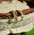 Butterfly Hoop Clip Earrings With Crystal and Pearl Like Accents view 6