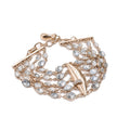 Multi Layer Oval Crystal Lip Charm Bracelets Gold Silver view 5