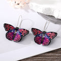 Silver Tone Five Design Colorful Printed Acrylic Butterfly Kidney Wire Earrings view 8