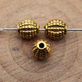 Antique Gold Metal Dotted Oval Round Bead For Jewelry Making view 2