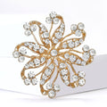 Gold Silver Openwork Flower Rhinestone Brooch Two Finishes view 3