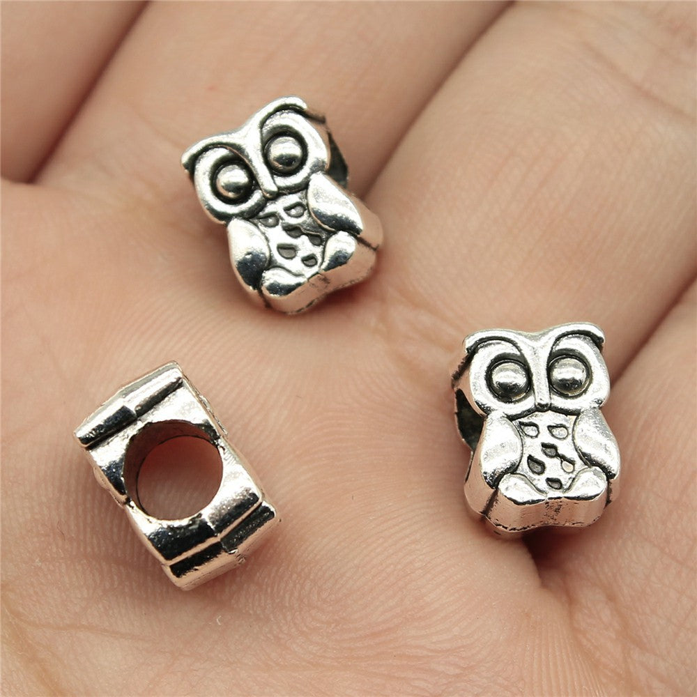 11x8.9x7.5mm 2.3g Multicolor Zinc Alloy Owl Large Hole Cat Beads for European Bracelet DIY Jewelry Making