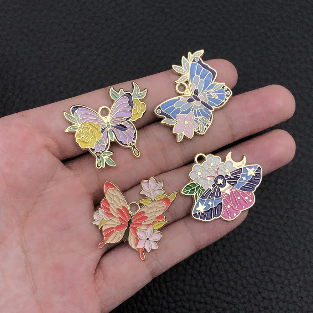 Zinc Alloy Flower Butterfly Charm Pendant for DIY Necklace Keychain Bag Jewelry Making