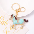 Enamel Running Horse Keychain Rhinestone Accents Five Colors view 9