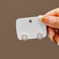 Clear Square Stone Halo Small Silver Tone Stud Earrings view 6