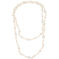 White Pearl Look Double Strand Necklace with Gold Chain view 5