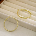 Gold and Silver Large Thin Classic Round Hoop Earrings view 4