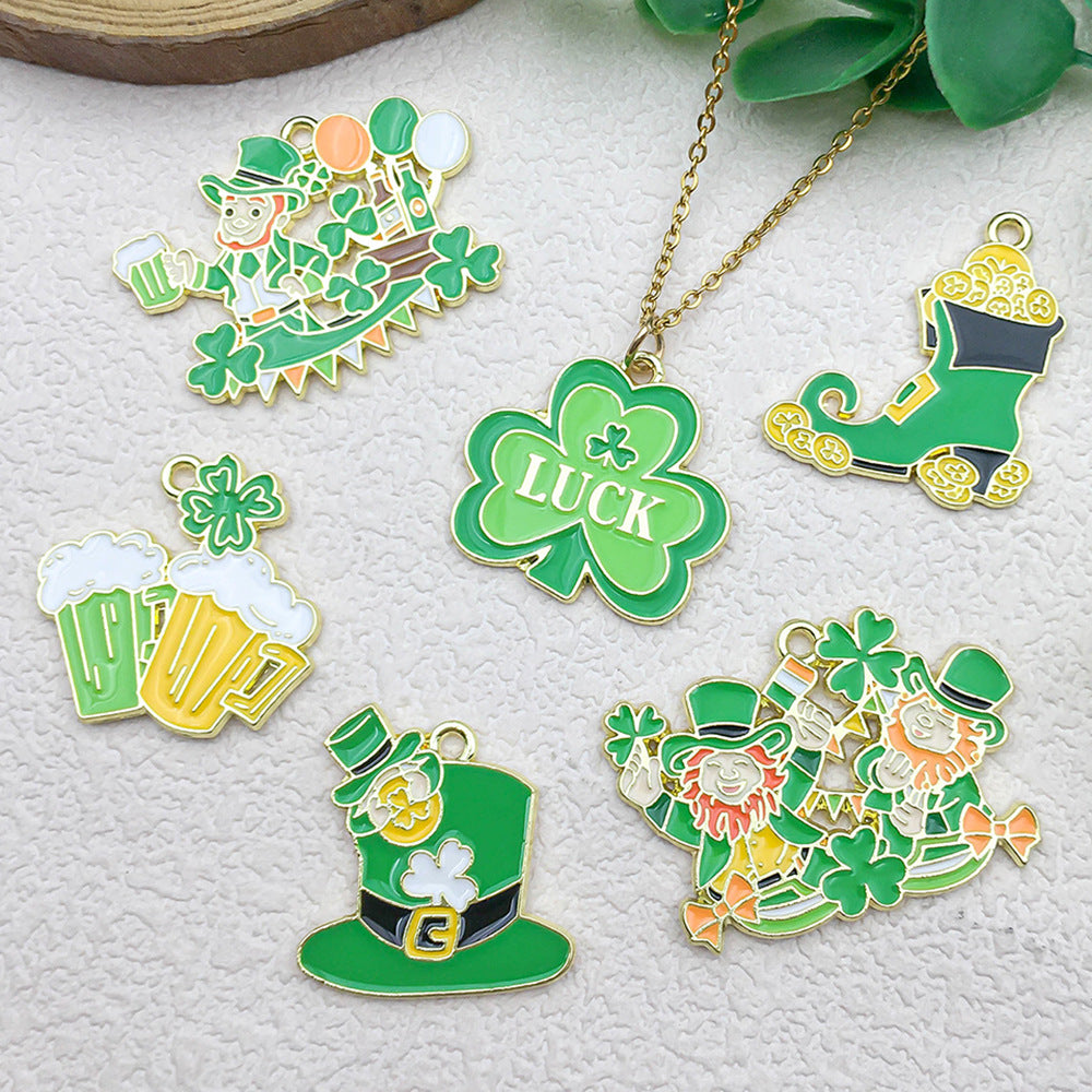 Enamel Zinc Alloy Clover Irish Beer Charm Pendant for Earrings Bracelets and Keychains