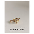Gold Tone Double Band Clear Stone Starburst Open Ring view 2