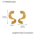 Hammered S Curve Statement Stud Earrings in Polished Gold Tone view 6