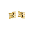 Gold and Silver Rippled Square Geometric Stud Earrings view 5