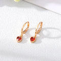 Gold Tone Small Faceted Crystal Heart Huggie Drop Earrings view 4