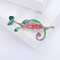 Colorful Enamel Chameleon on Branch Brooch in Four Colors view 7
