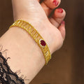 Openwork Lattice Bar Bracelet Oval Halo Center Stone view 4