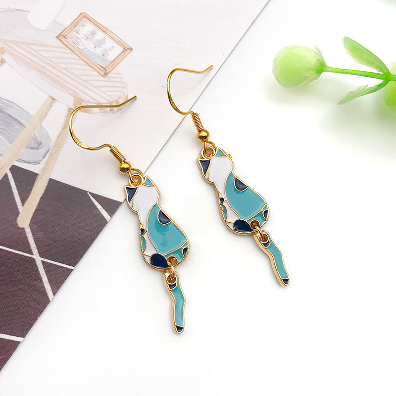 Multicolor Enamel Zinc Alloy Cartoon Cat Charm Pendant for Bracelet Earring DIY