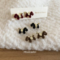 Velvet Horse Stud Earrings in Three Deep Colors With Polished Metal Details view 1