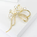 Long Tail Crystal Bow Floral Brooch in White or Purple view 5