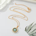 Gold Evil Eye Pendant Necklaces Round and Almond Two Styles view 2