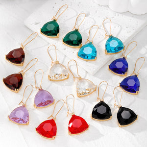 Faceted Triangle Drop Earrings, Gold-Tone Hooks, Eight Colors