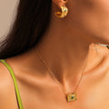 Textured Evil Eye Ring Bracelet Necklace And Hoop Earrings view 1