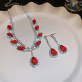Three Red And Clear Drop Crystal Necklaces With Mixed Shapes And Settings view 7
