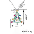 Silver Tone Multicolor Crystal Christmas Tree Necklace view 4