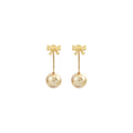 Champagne Pearl Look Bow Two Way Dangle Stud Earrings view 5