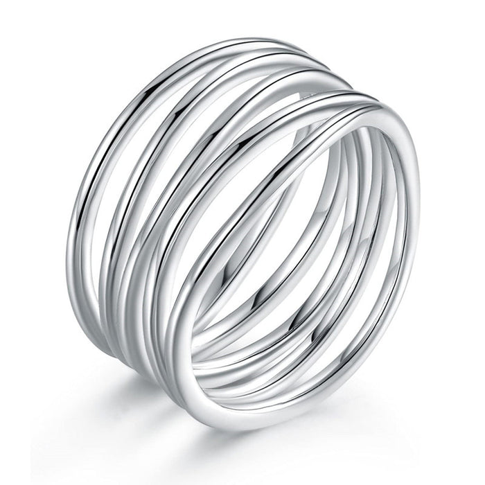 Multi-Loop Wire Statement Ring In Three Metal Tones