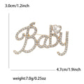 Baby Script Rhinestone Brooch With Heart Crystal Pin view 4
