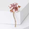 Pink Layered Flower Crystal Metal Brooch with Curved Stem view 4