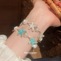 Gold Enamel Starfish Shell Bracelets Turquoise Or White view 3